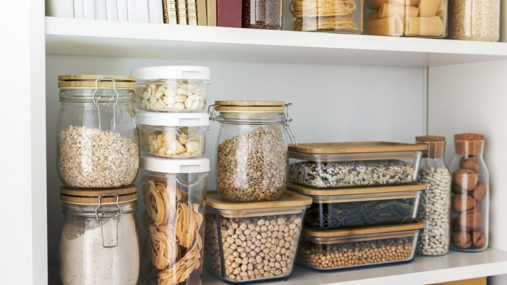 Pantry items in clear containers